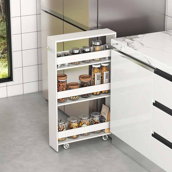 4-Tier Slim Rolling Storage Cart — White | NEW IN BOX