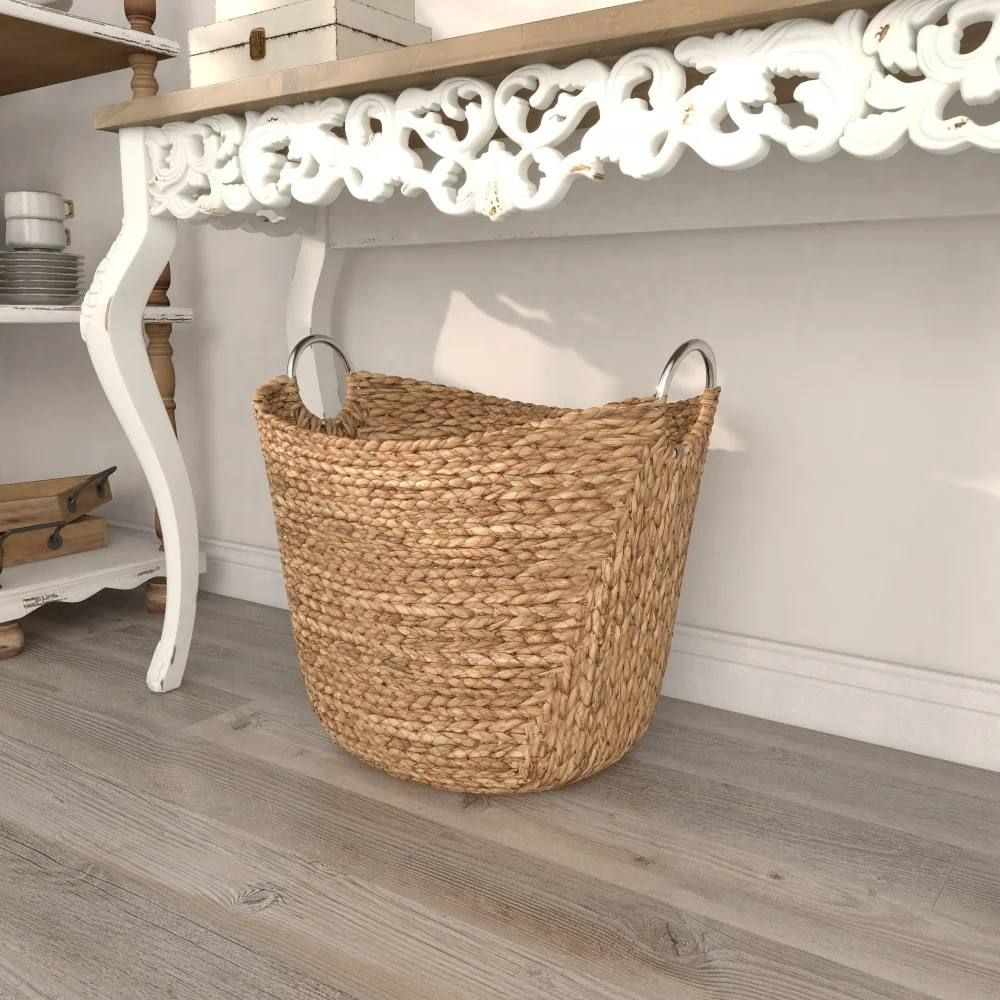 Milnor Seagrass Handmade Woven Storage Basket – Brown/Silver | Brand New 4