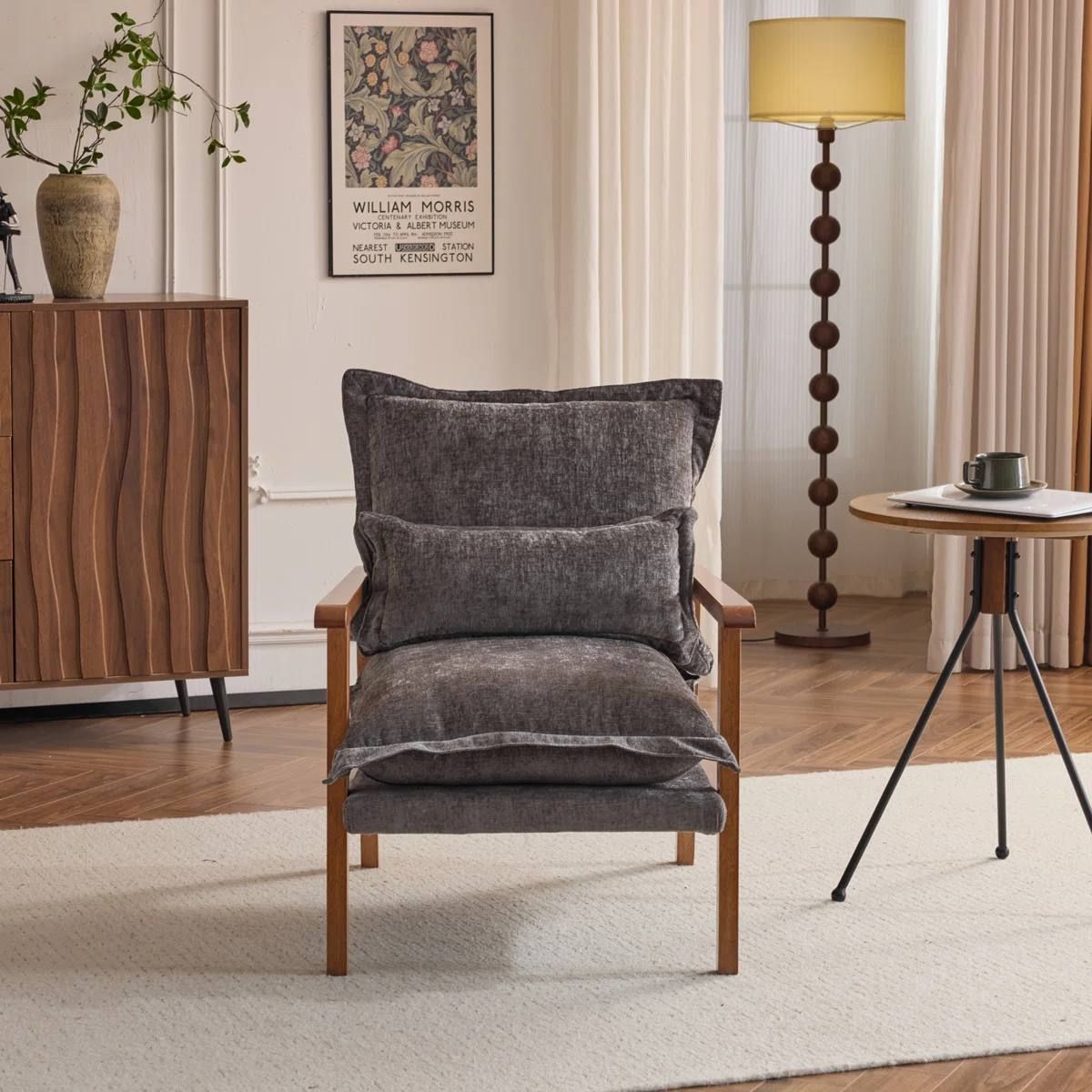Masson Chenille Accent Chair | Grey Chenille | New in Box 5