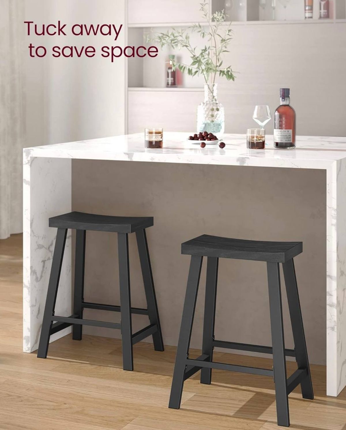 VASAGLE Bar Stools Set of 2 ULBC074B56 – Industrial Bar Chairs with Footrest NEW 4