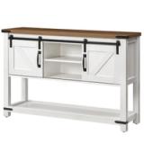  Ordonez 31.9” Console Table with Shelves – Oak & Antique White  3