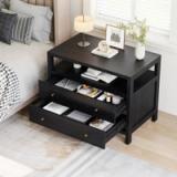 Modern Large 2-Drawer Nightstand with Open Storage – New, Assembled 2