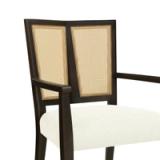 Set of 4 Jad Wooden Dining Chairs with PE Rattan Backs – Beige Upholstery, Dark Brown Legs 8