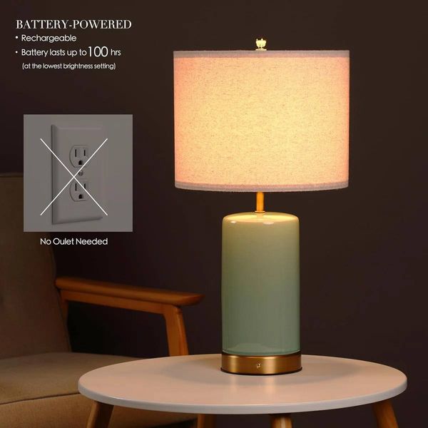Classic Ceramic Cordless Table Lamp – Green | New in Box