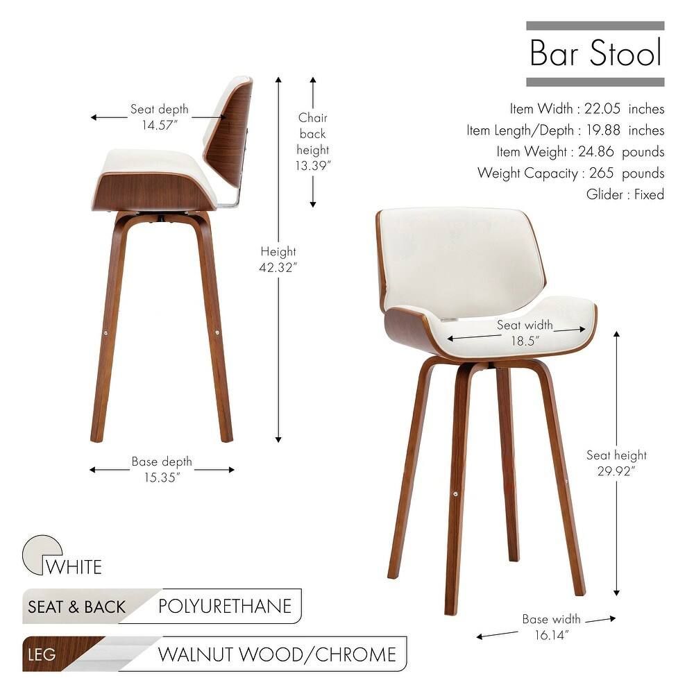 Porthos Home Oma Bar Stool – PU Leather, Walnut Wood Legs 2