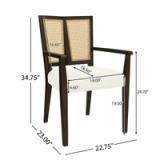 Jad Wooden Dining Chairs Set of 2 – PE Rattan Back, Beige Upholstery, Dark Brown Legs | Brand New in Box 2