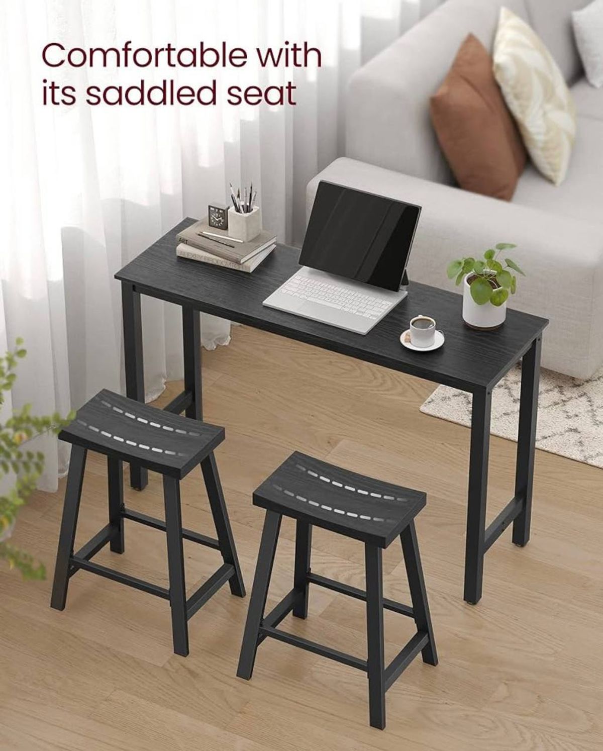 VASAGLE Bar Stools Set of 2 ULBC074B56 – Industrial Bar Chairs with Footrest NEW 7