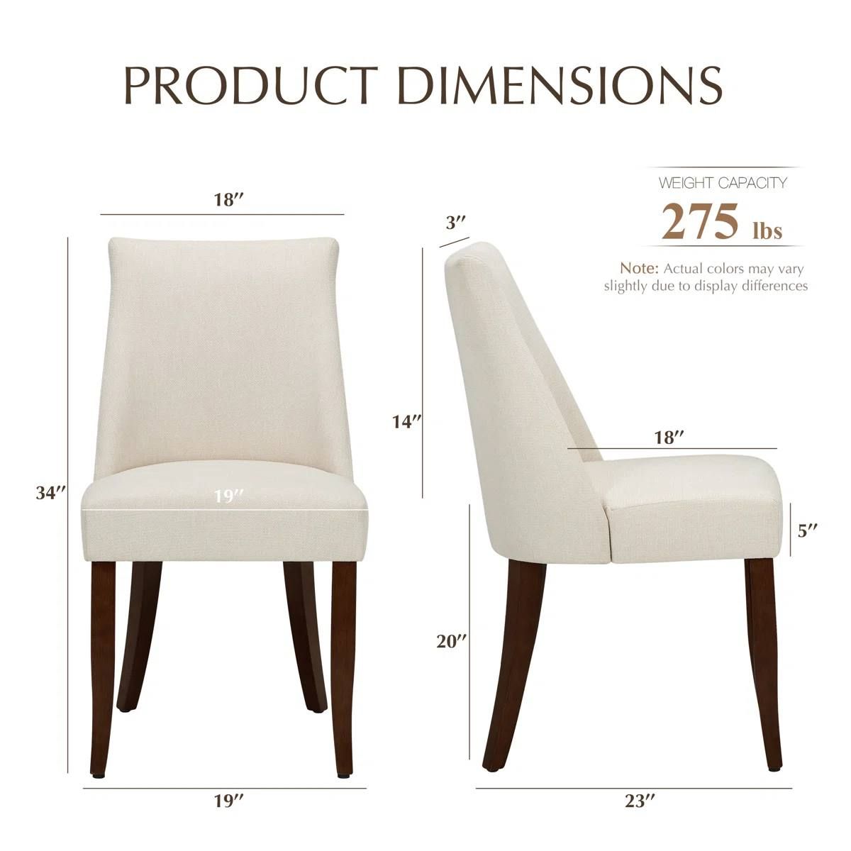  Parsons Upholstered Dining Chair | Beige | Solid Wood Side Chair | WF-C351-BE | New (open box) 3