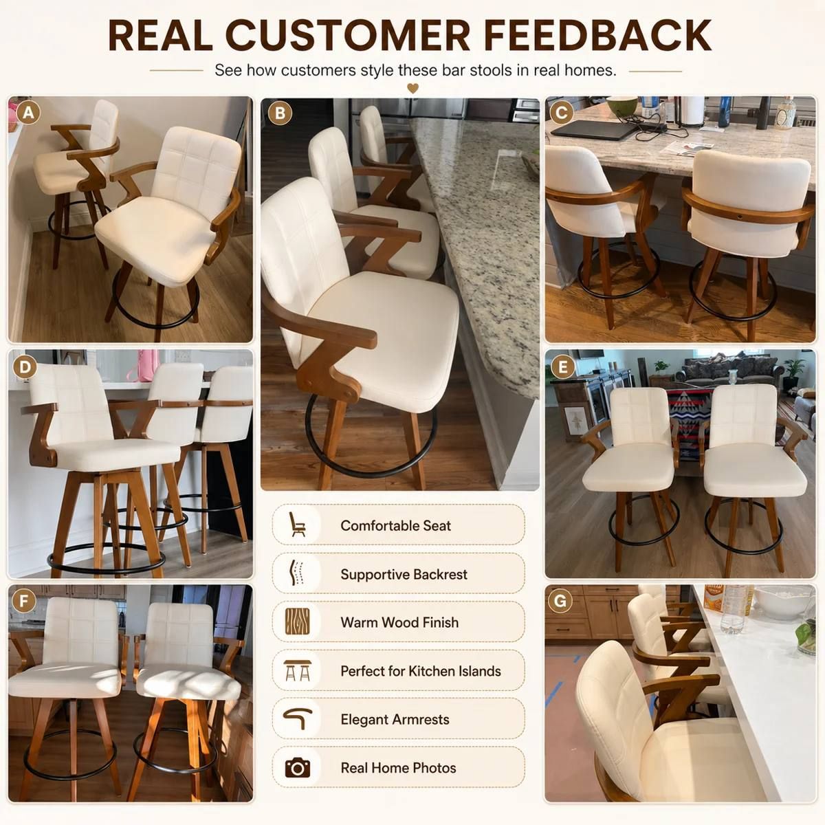 Lorant Swivel Counter Stools – Set of 2 | Beige | Brand New in Box 8