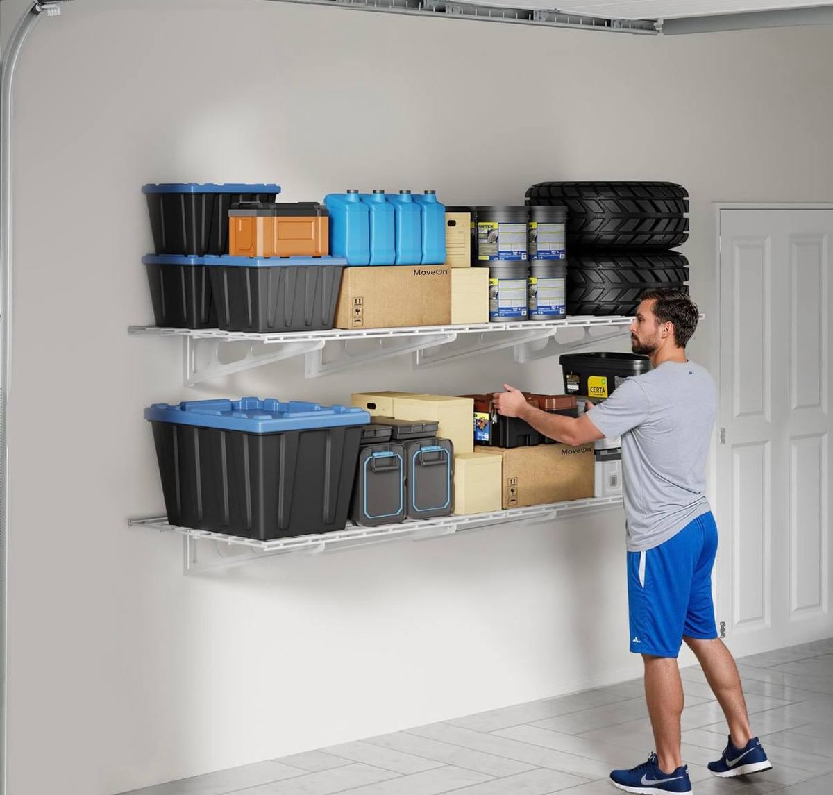 FLEXIMOUNTS WR26 2’x6’ Wall Shelf 2-Pack – WHITE & BLACK | NEW IN BOX | Heavy Duty Garage Storage 1