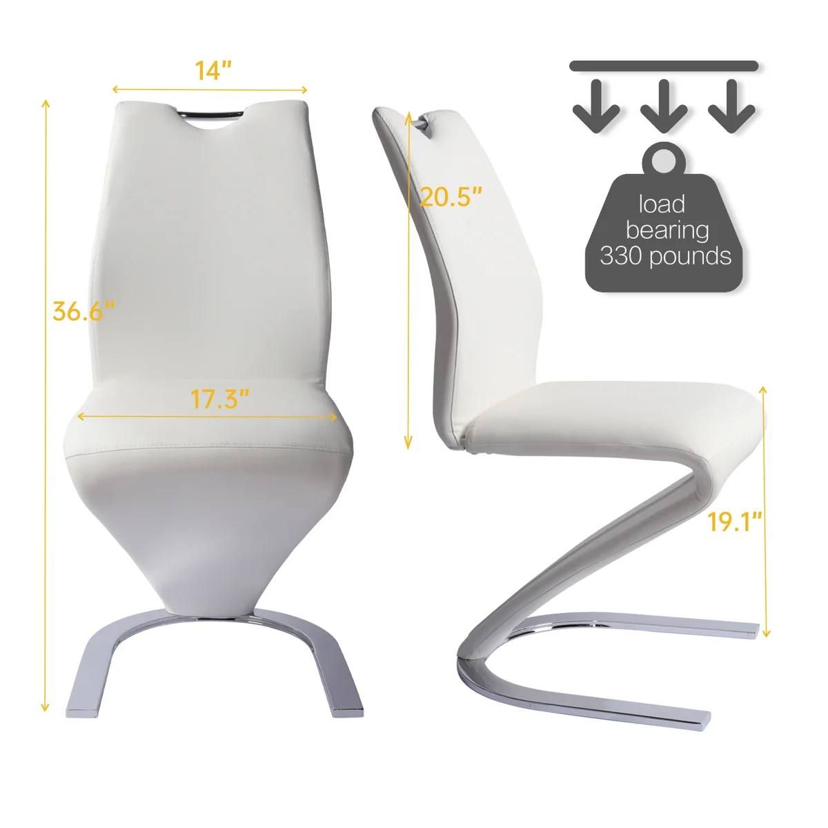 Modern Faux Leather Dining Chairs – Set of 4, White (ZE-2016-WHITE) 2