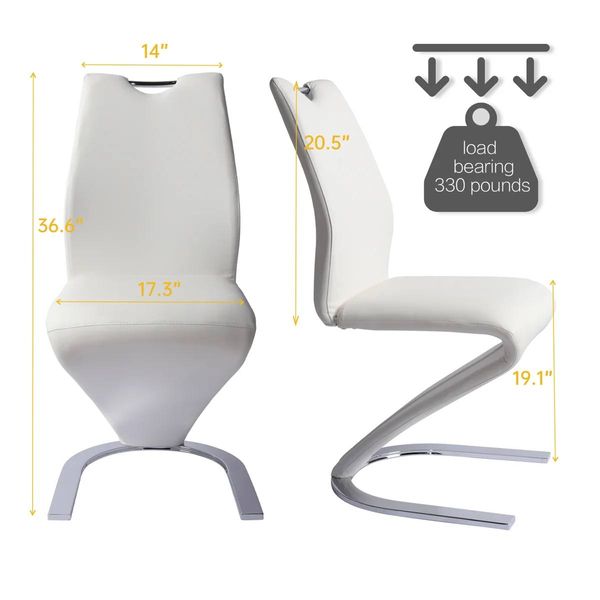 Modern Faux Leather Dining Chairs – Set of 4, White (ZE-2016-WHITE)