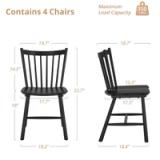 Solid Wood Windsor Dining Chairs – Set of 4 – Black 2