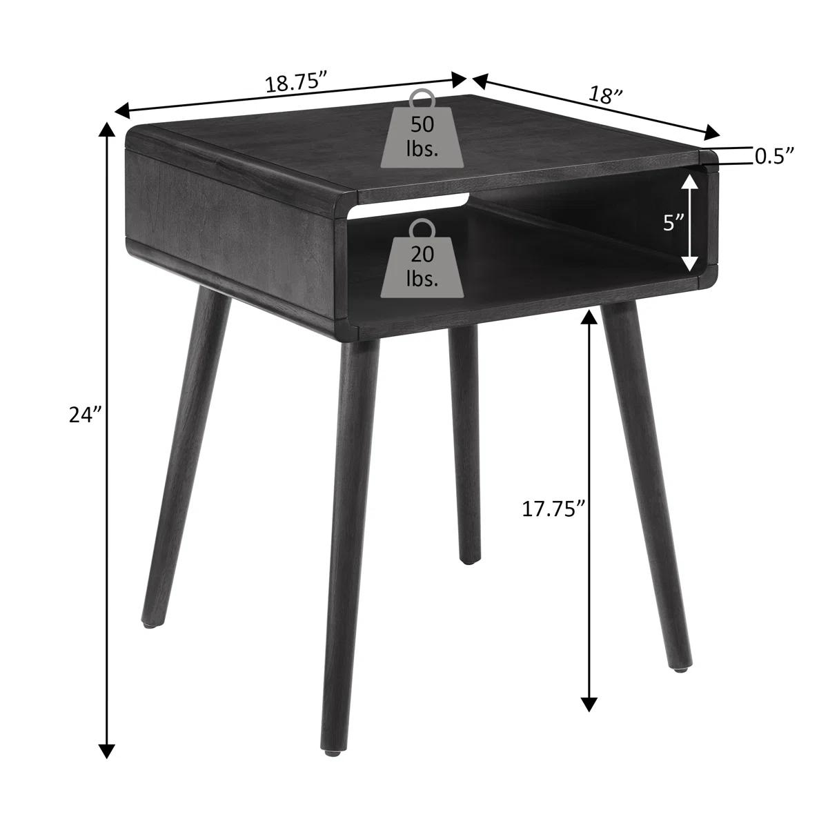  Kays End Table with Shelf – White 2