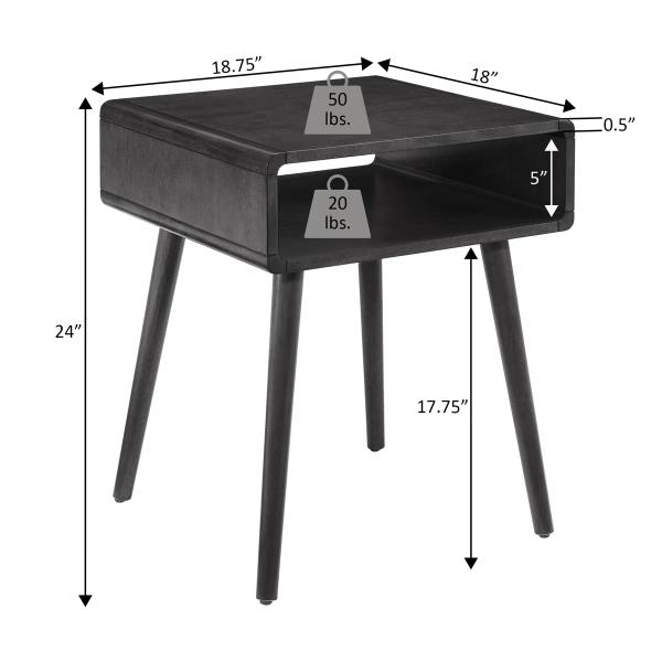 Kays End Table with Shelf – White