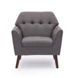 Mid-Century Modern Accent Arm Chair – Grey | Solid Wood Frame 2