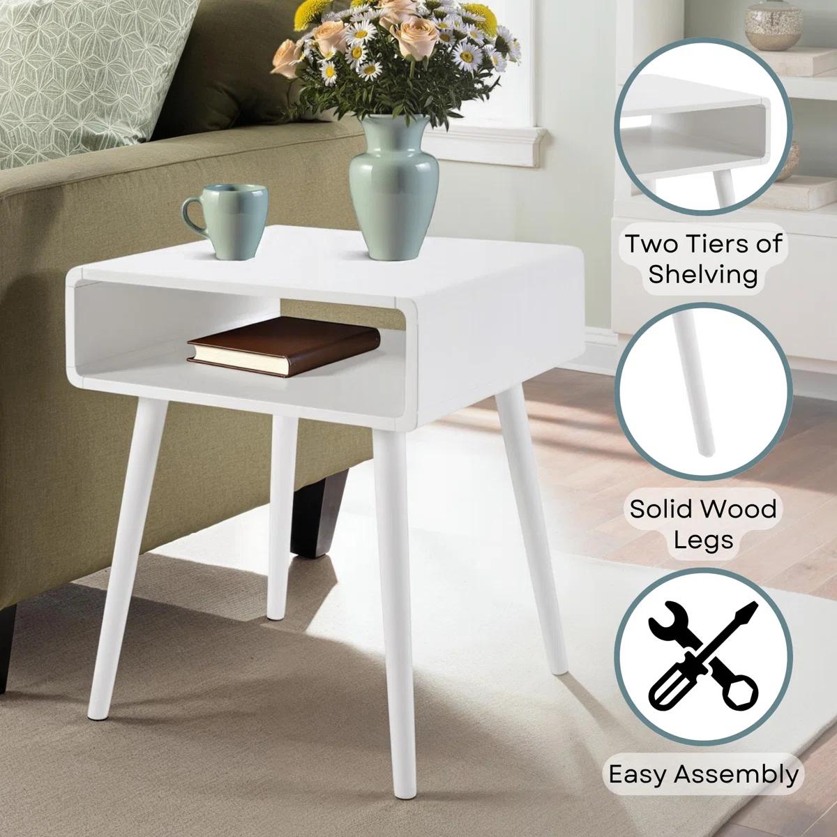 Kays End Table with Shelf – White 3