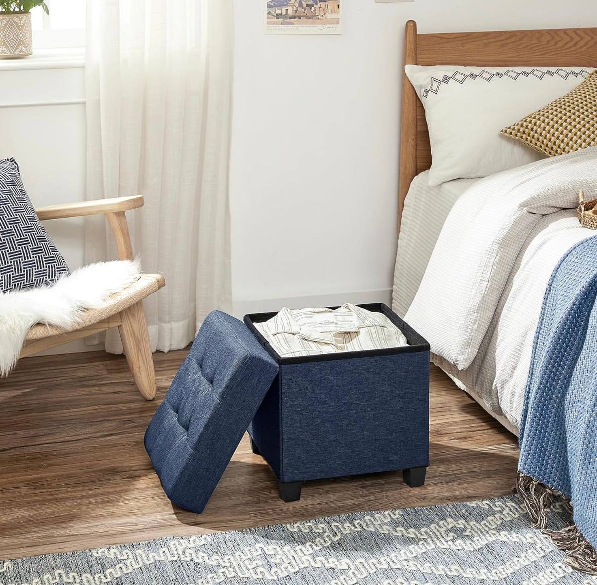  SONGMICS Storage Ottoman Foot Rest – Midnight Blue (ULSF14IN) 6
