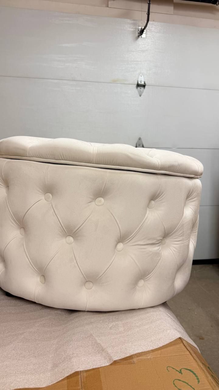 Porthos Home Fiene Round Storage Ottoman – Cream 7