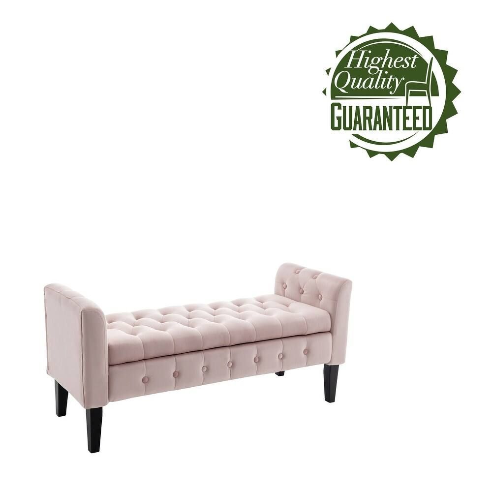 Porthos Home Brett Velvet Storage Bench | Pink | Brand New 6