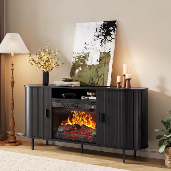 Modern Fireplace TV Stand for TVs up to 80” – NEW & ASSEMBLED! 