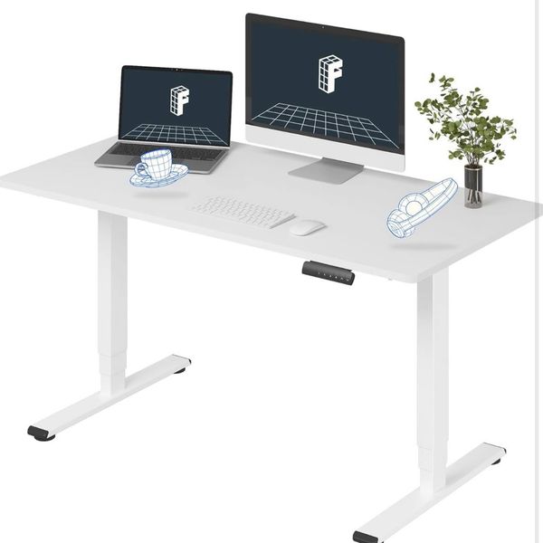 White FLEXISPOT E6 Standing Desk 48x30 – Dual Motor – Premium Setup – NEW