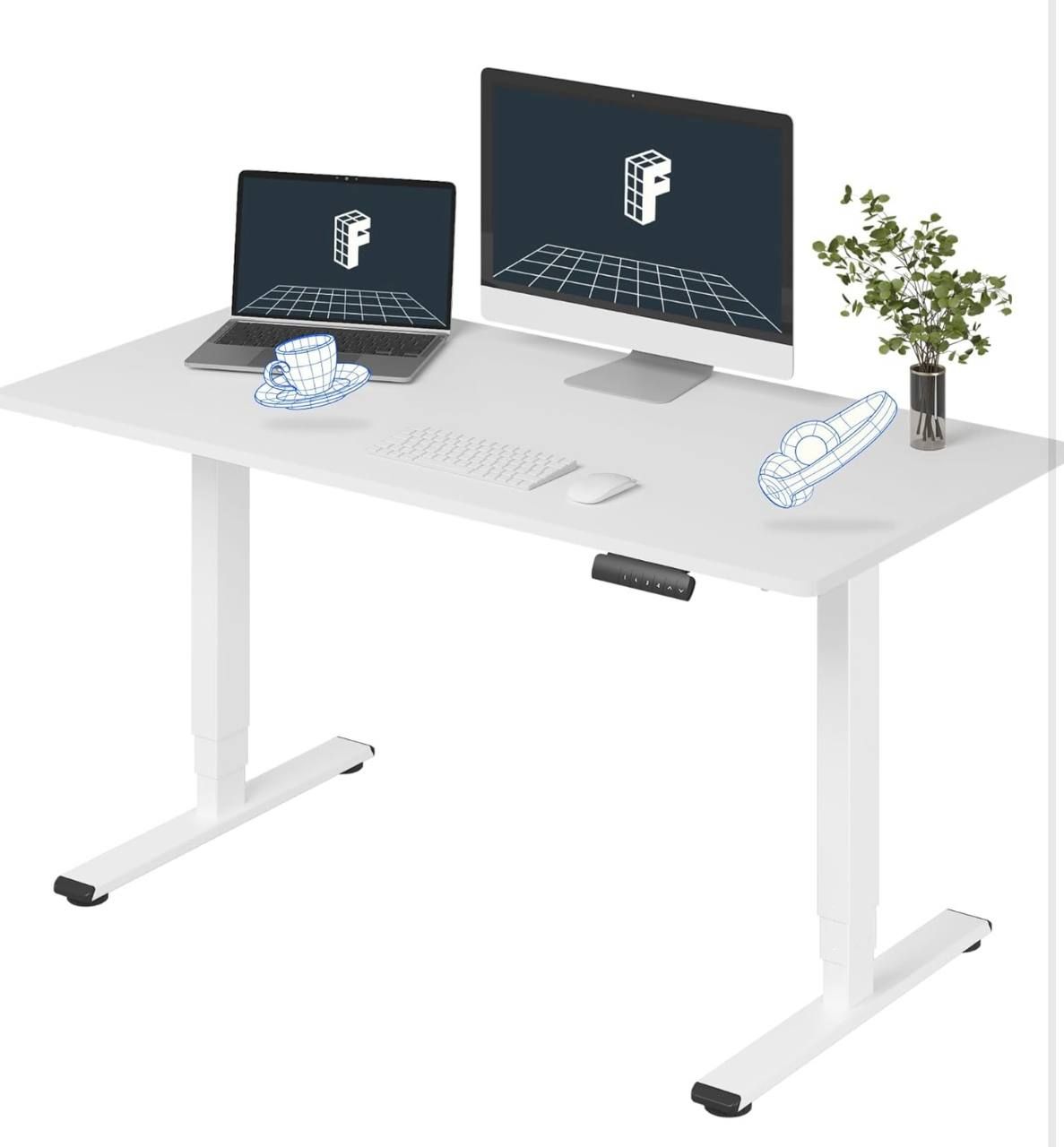 White FLEXISPOT E6 Standing Desk 48x30 – Dual Motor – Premium Setup – NEW 1