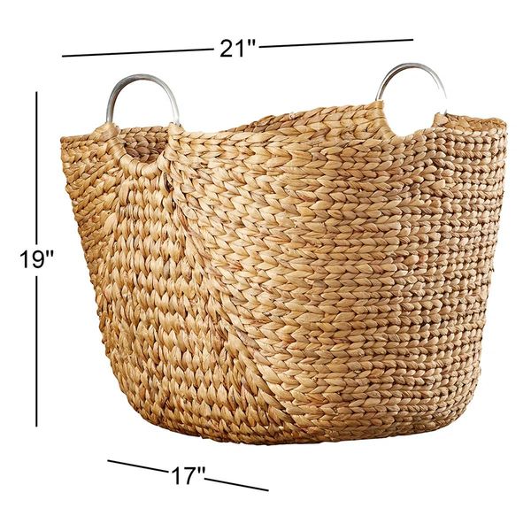 Milnor Seagrass Handmade Woven Storage Basket – Brown/Silver | Brand New