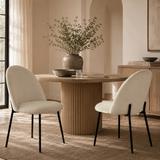 Modern Boucle Dining Chairs – Set of 2 | White Upholstered Chairs with Black Metal Legs | Brand New 1