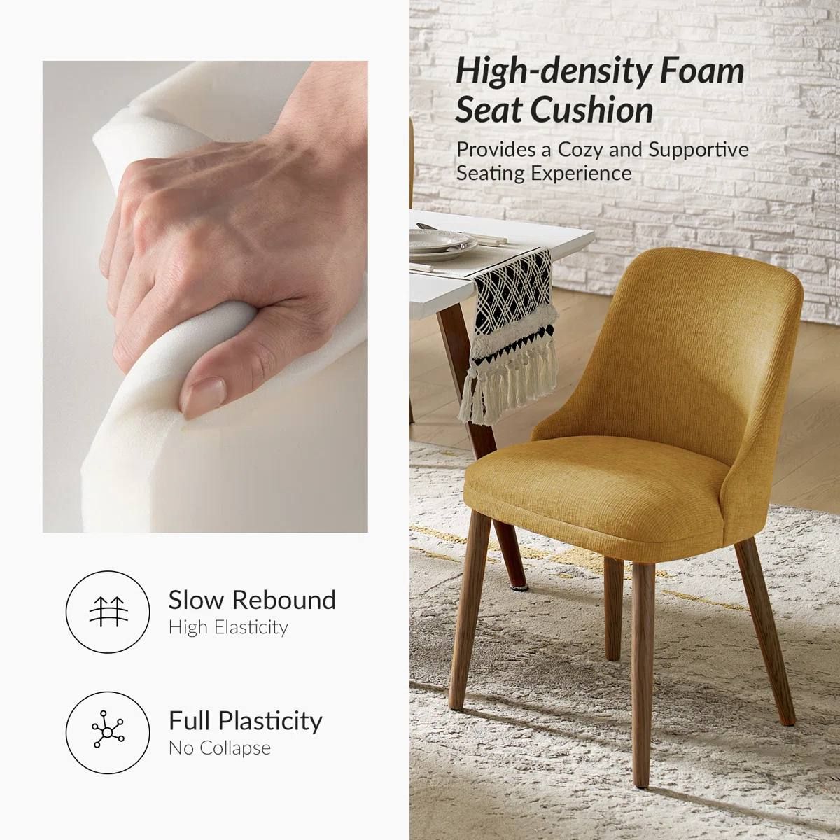 Kanalu Modern Upholstered Dining Chairs with Solid Wood Legs – Set of 2 3