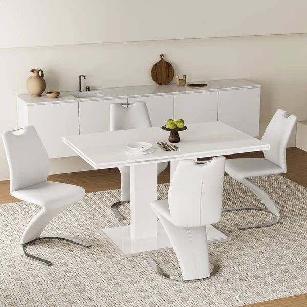 Modern Faux Leather Dining Chairs – Set of 4, White (ZE-2016-WHITE)