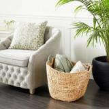 Milnor Seagrass Handmade Woven Storage Basket – Brown/Silver | Brand New 3