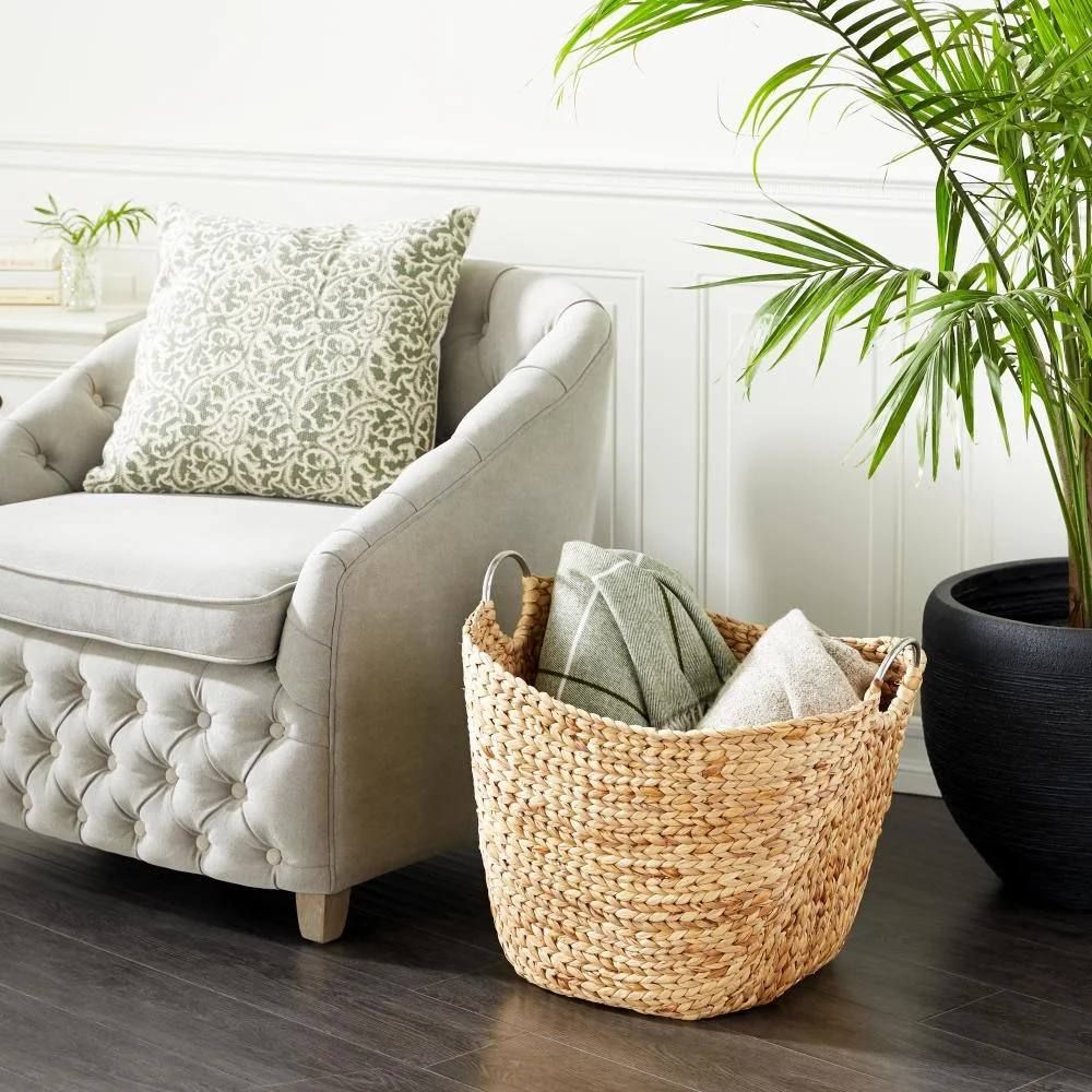Milnor Seagrass Handmade Woven Storage Basket – Brown/Silver | Brand New 3