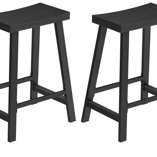 VASAGLE Bar Stools Set of 2 ULBC074B56 – Industrial Bar Chairs with Footrest NEW