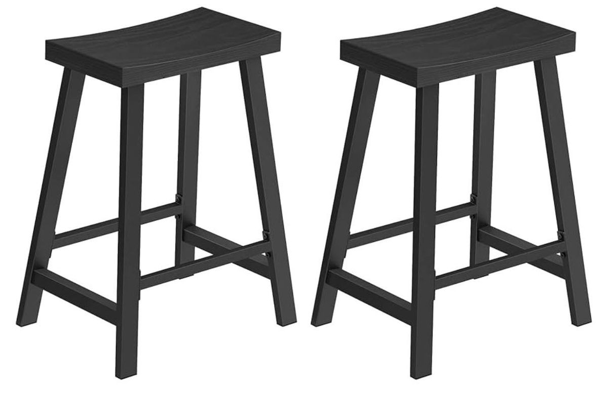 VASAGLE Bar Stools Set of 2 ULBC074B56 – Industrial Bar Chairs with Footrest NEW 2