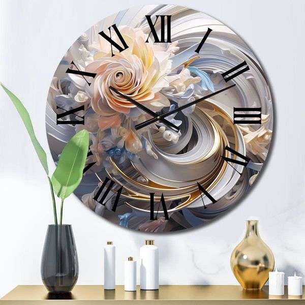 Cosmic Fractal Flowers In Light Blue – Fractals Wall Clock – Medium – CLM84250-C23