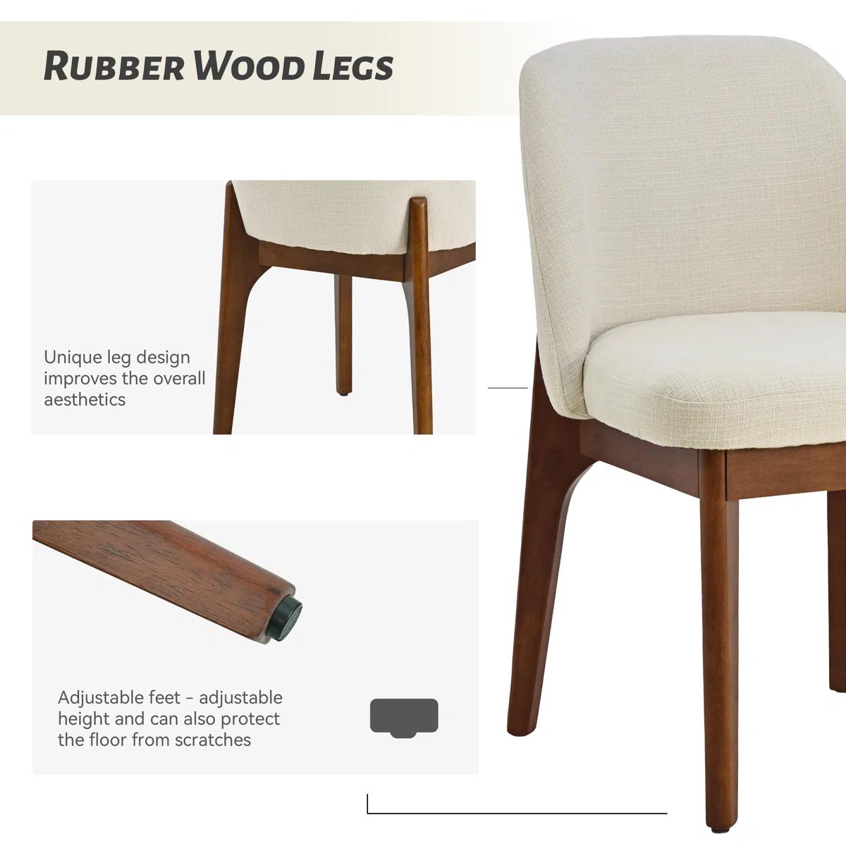 Bason Upholstered Dining Chairs — Set of 2 | Beige & Brown 5