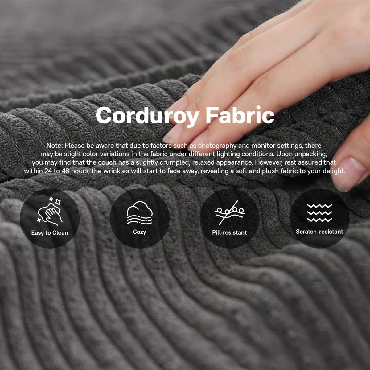 Black Corduroy Cloud Loveseat – 2-Seat Sofa – Brand New 5