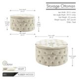 Porthos Home Fiene Round Storage Ottoman – Cream 4