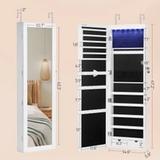 SONGMICS LED Mirror Jewelry Cabinet 47.2” – Lockable Wall/Door Mounted (UJJC93W) | New in Box 2
