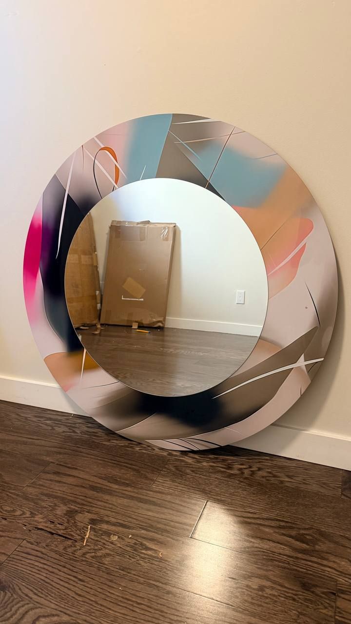 Shape Abstract Artwork III – 36” Round Mirror 4