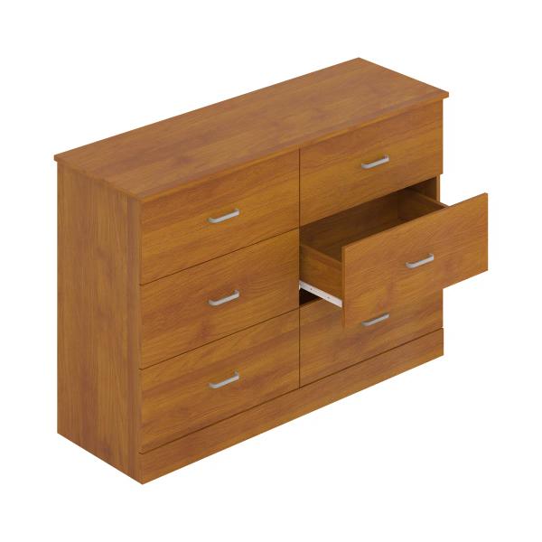 Allyannah 47” 6-Drawer Double Dresser – Amber Walnut | Brand New in Box