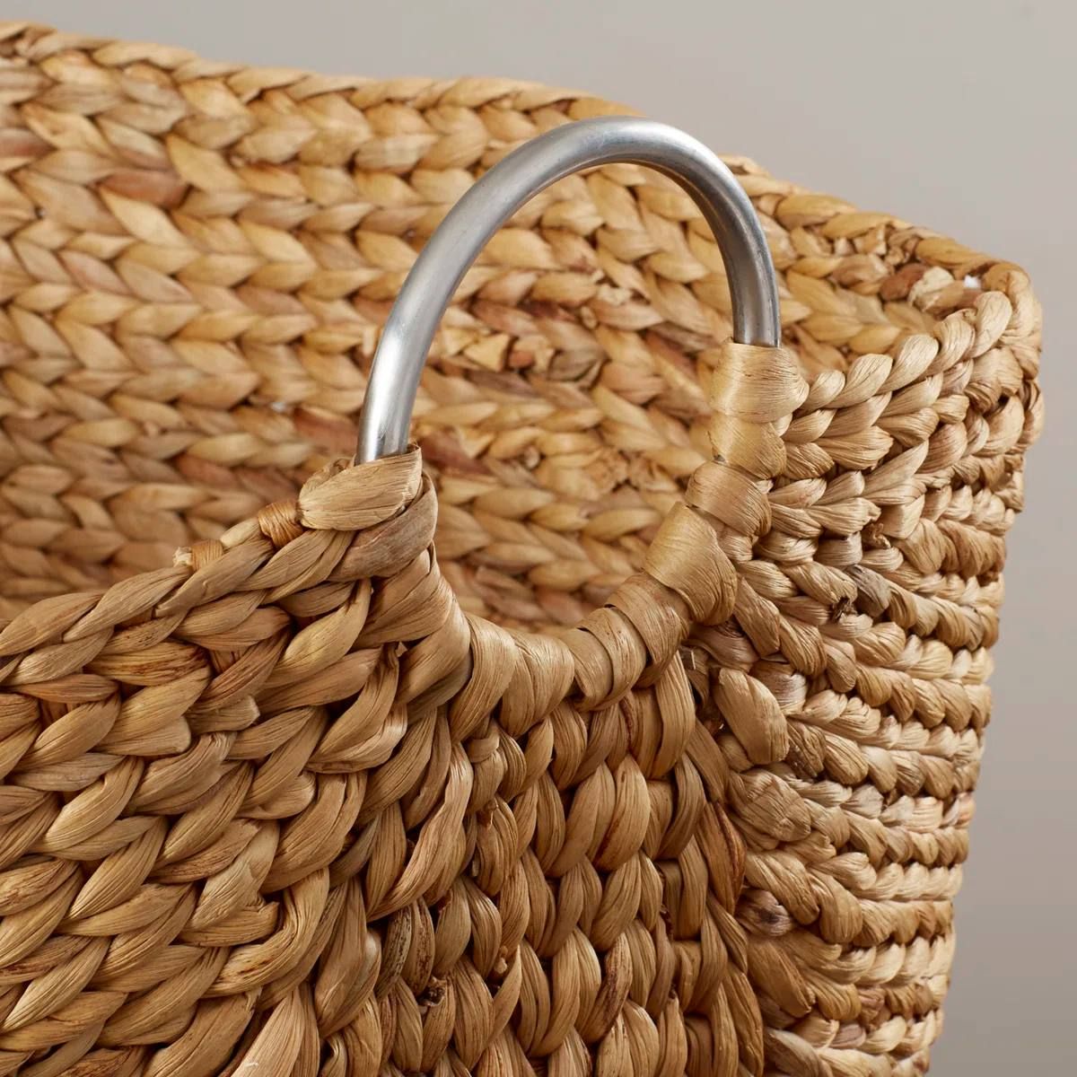 Milnor Seagrass Handmade Woven Storage Basket – Brown/Silver | Brand New 6