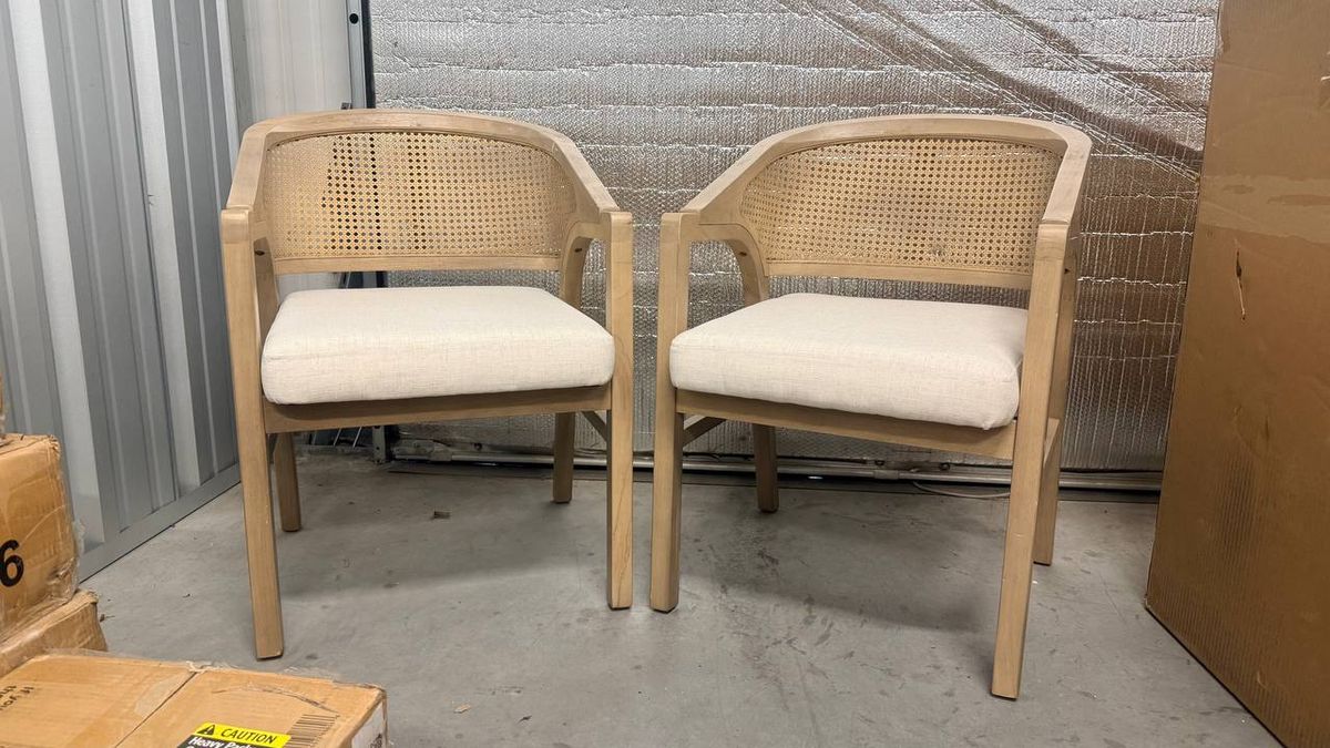 Stanley Wooden Dining Chairs Set of 2 | Cane Back | Upholstered Seat | Light Ash | Assembled 10