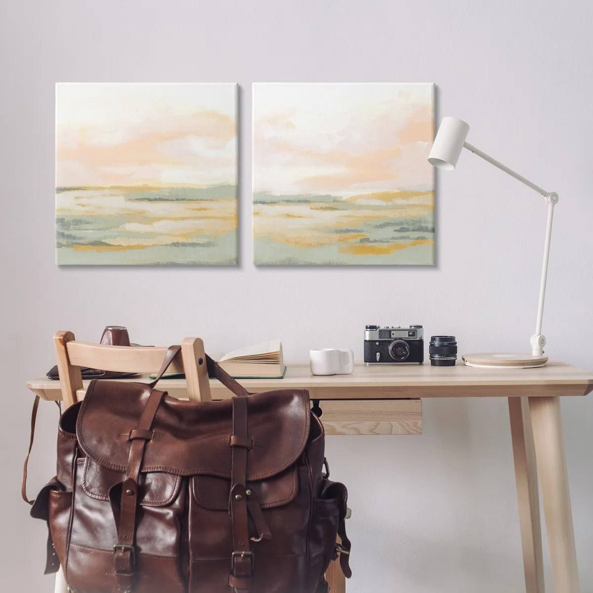 Sunrise Sky Abstraction Wrapped Canvas by June Erica Vess – Set of 2 1