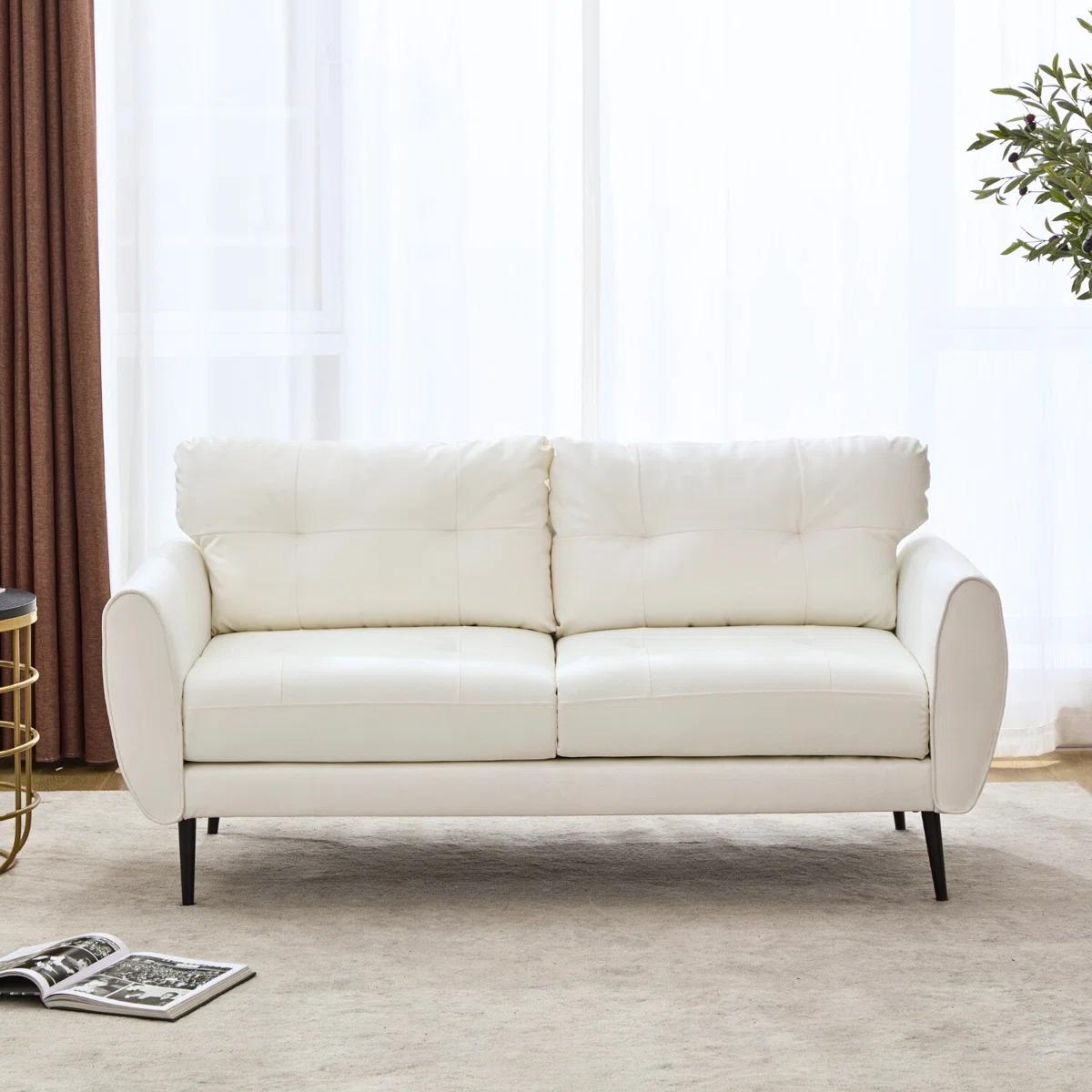 Corvo 61” Faux Leather Loveseat – White (UPH-LVST-BZSFX193WH-2) 4