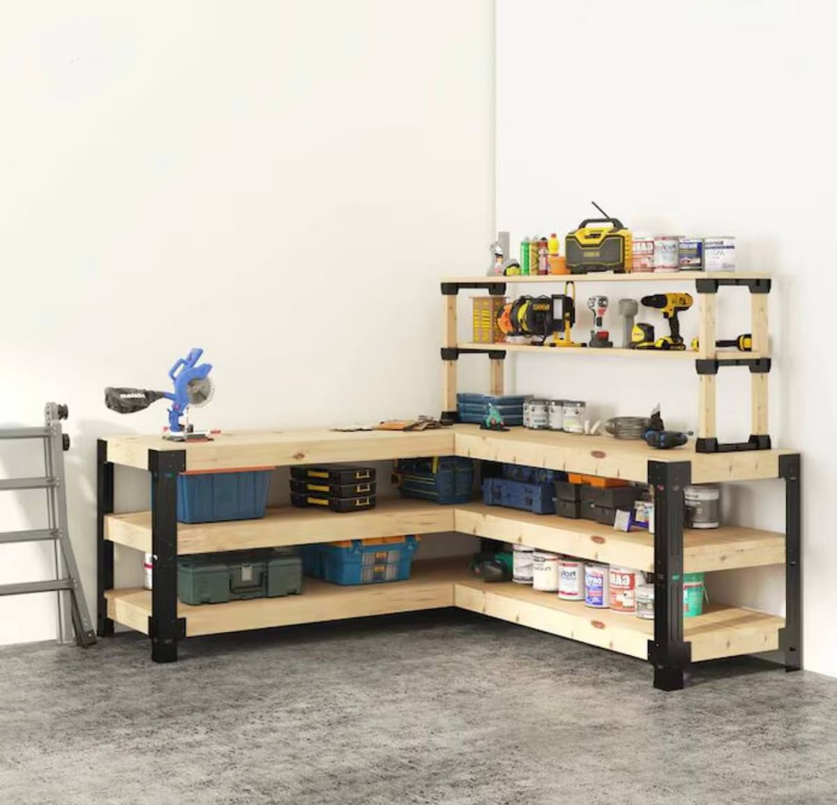  Fleximounts Custom L-Shaped Workbench & Shelving Frame – Model WB107B-L (NEW) 6