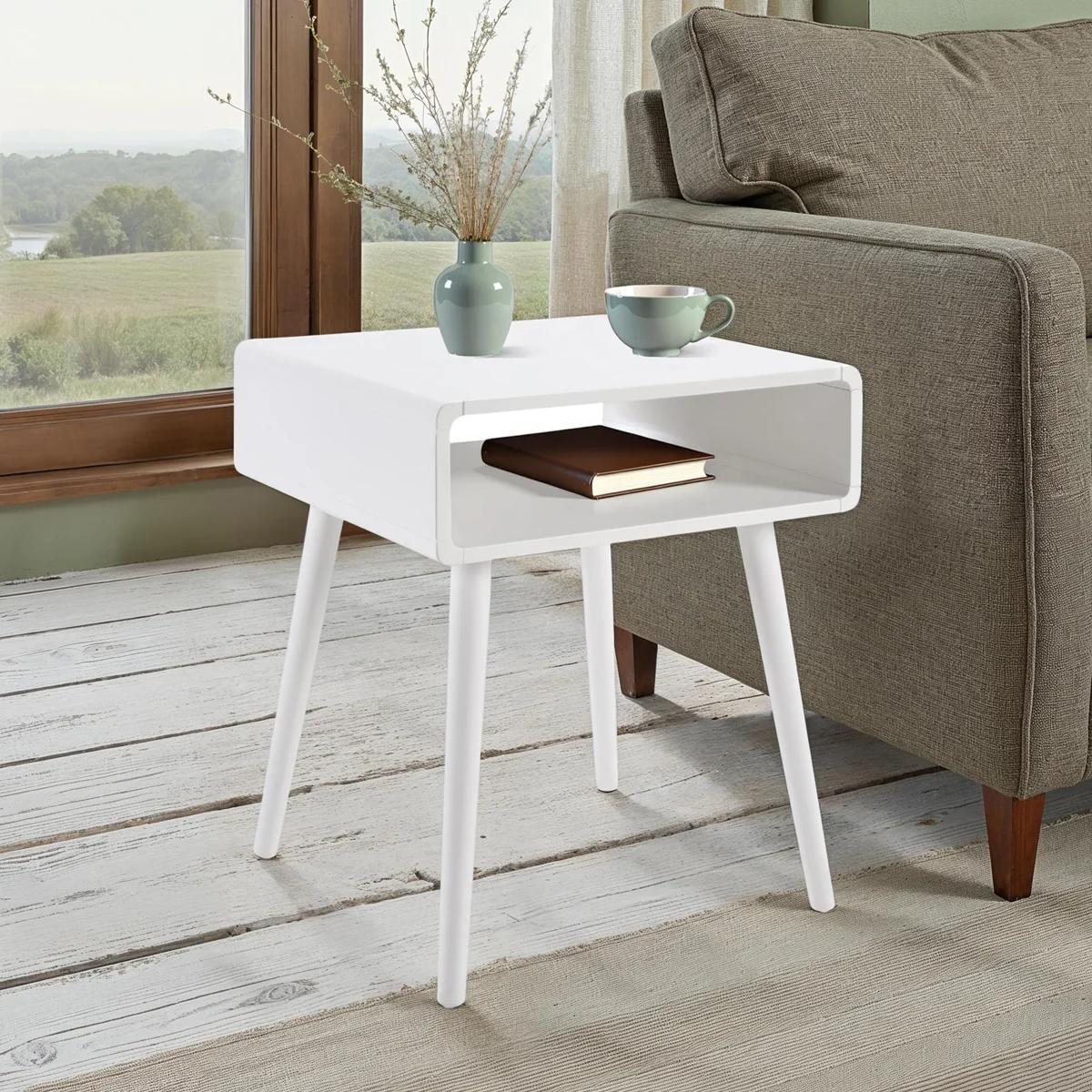 Kays End Table with Shelf – White 1