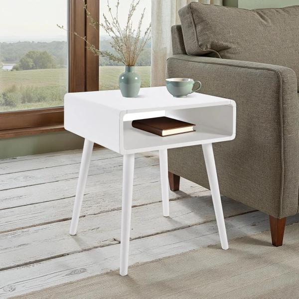 Kays End Table with Shelf – White
