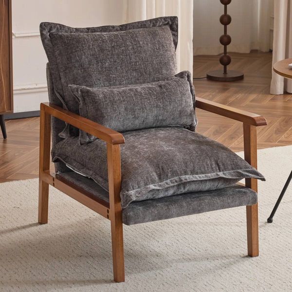 Masson Chenille Accent Chair | Grey Chenille | New in Box